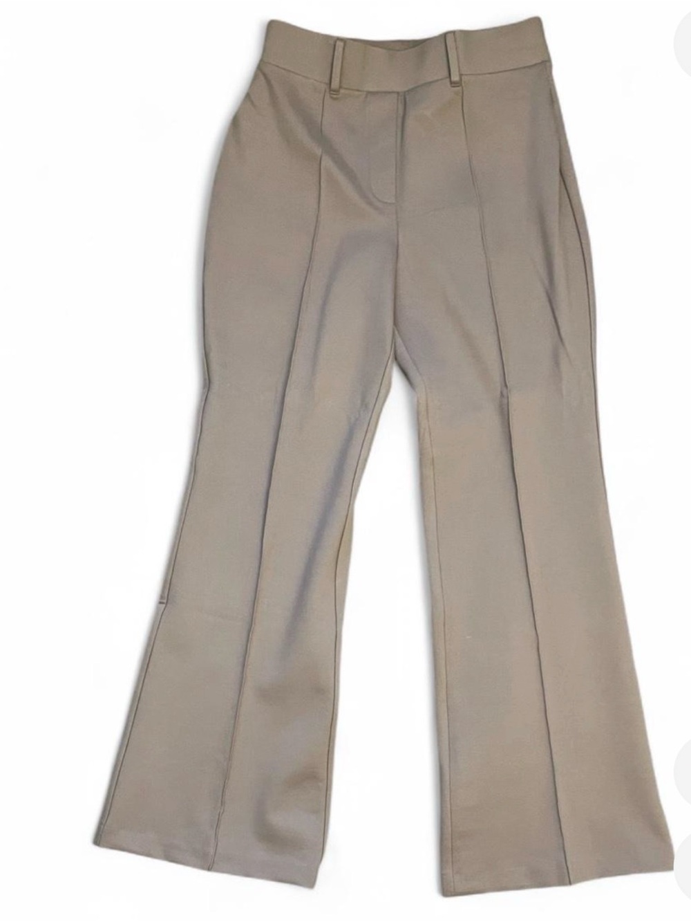 Quince Taupe High-Waist Flared Trousers